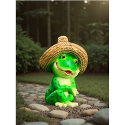 Садовая фигура из полистоуна «Лягушка в соломенной шляпе», 16.5×11×12 см