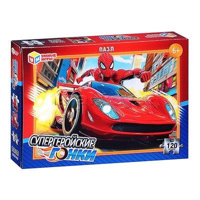 Пазлы 120 "Супергеройские гонки" 180х130х25 мм.