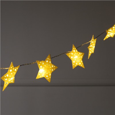УЦЕНКА Гирлянда «Нить», 2 м, с насадками «Бумажная звезда», IP20, 10 LED, AAх2 (не в комплекте), прозрачная нить, свечение тёплое белое
