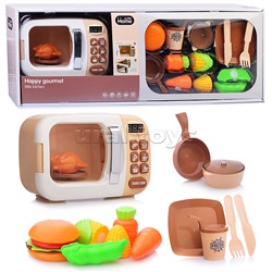 Бытовая техника "Микроволновая печь" на батарейках, с продуктами, бежевый, в коробке