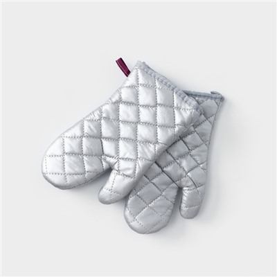 Набор прихваток Доляна «Профи», 2 шт., 30×16×2 см, серый