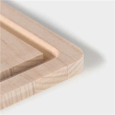 Доска разделочная с желобом Доляна «Классика» 30×20×0.8 см, массив берёзы