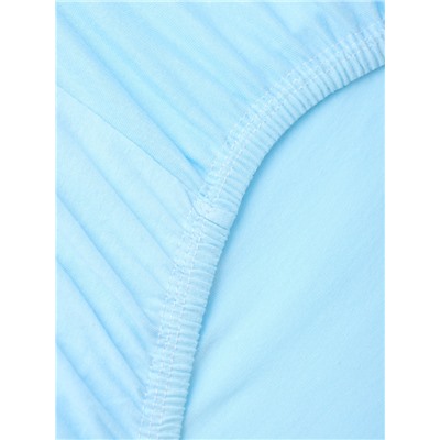 Простыня на резинке 2-спальная KUPU-KUPU, 180×200+20 см, голубая, трикотаж