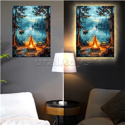 Картина по номерам 40х50 "У костра" USB LED подсветка (23 цвета)