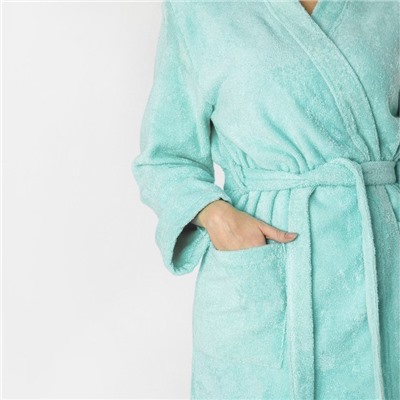 Халат махровый Экономь и Я женский, размер 46-48 цвет нежно-бирюзовый, 100% хлопок, 320 г/м²