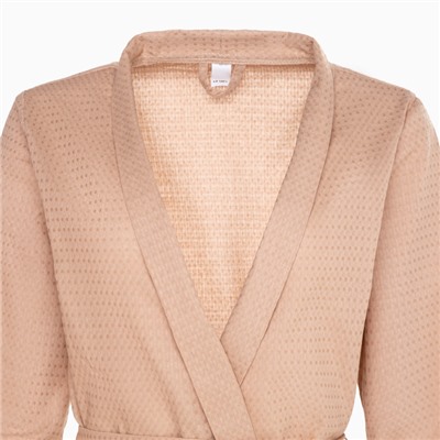 Халат вафельный женский удлинённый Экономь и Я размер 50-52, цвет бежевый, 100% хлопок, 200 г/м²