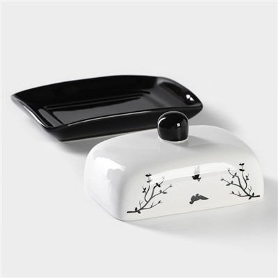 Маслёнка Доляна «Весенний вечер», 17×12.5×8.5 см, белая