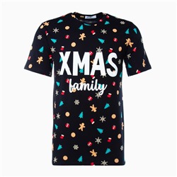 Футболка мужская KAFTAN Xmas family, размер 48, хлопок 100%, чёрная