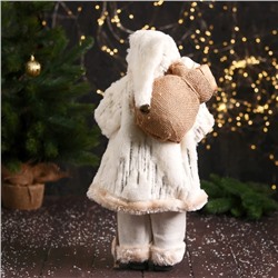 Дед Мороз под ёлку «Зимнее волшебство. Новогодняя игрушка с посохом и мешком», 47 см, белый