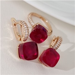 Комплект ювелирной бижутерии коллекция "Дубай" серьги и кольцо 20 р, покрытие позолота, вставка: фианиты, цвет: красный и прозрачный, арт.314.880-20