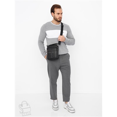 Сумка мужская кожаная 634M black Fuzhiniao в Новосибирске