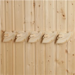 Вешалка для бани и сауны, деревянная, 60×9×7.5 см, 5 крючков