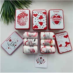 Подарочные женские носки в железной коробке