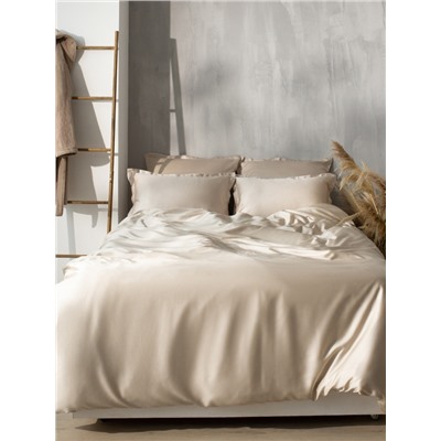 Простыня на резинке 1.5-спальная SL Home Tencel, 140×200+30 см, бежевая, тенсель