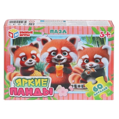 Пазлы 60 "Яркие панды"