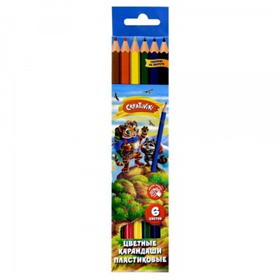 Карандаши пластиковые  6цв ЦКП06КР Creativiki