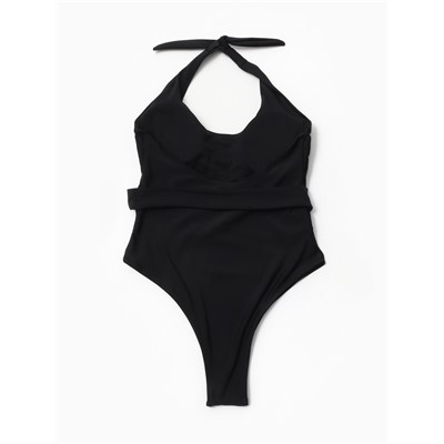 Купальник женский слитный с поясом MINAKU, размер 42, чёрный