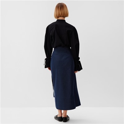 Юбка миди на запах женская MINAKU: Jeans Collection, синяя, размер 42