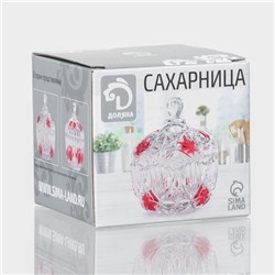 Сахарница Доляна «Венеция листва», 300 мл, 10×12.5 см, с крышкой, стекло, прозрачная