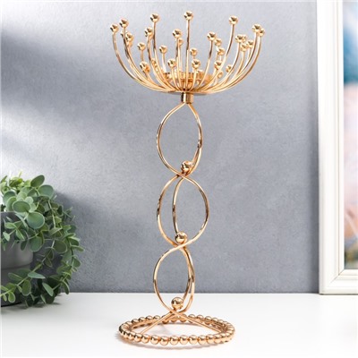 Подсвечник на 1 свечу «Временная петля с шариками», металл под золото, 35×13×13 см
