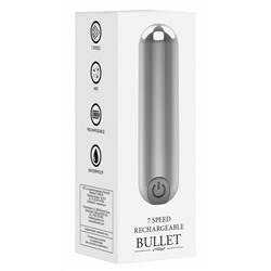 Серебристая перезаряжаемая вибропуля 7 Speed Rechargeable Bullet - 7,7 см.