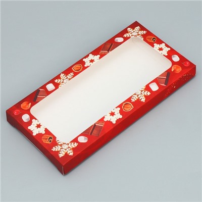 Коробка для шоколада новогодняя «Волшебных моментов», с окном, 17×8.5×1.5 см