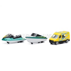 Катер в комплекте с машиной, зеленый, в коробке
