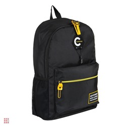 Рюкзак 43x29x15см, 1отд., 4карм., нашивки, декор шнурком, черный, 2 цвета