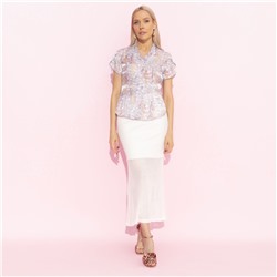 Блуза приталенного силуэта, Лёгкий шик, тяжёлый эффект (голубая)