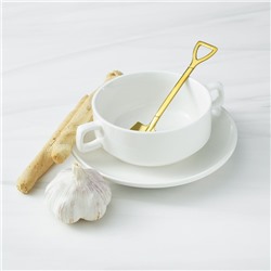 Ложка десертная Magistro «Лопата», длина 15.5 см, прямоугольная, нержавеющая сталь, золотистая