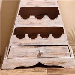 Подставка для бутылок "БарБали" 60х23х100 см, дерево албезия, белый