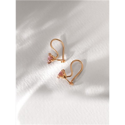 Серьги детские из золочёного серебра с фианитами 925 пробы 166з розовый