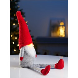 Фигура текстиль «Гномик в красной шапке» 60 см, 1 LED, от батареек LR1130×3, свечение тёплое белое