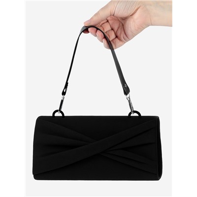 Ручка для сумки из натуральной кожи, с карабинами, 30 ± 2 см × 2.5 см, цвет чёрный/серебряный