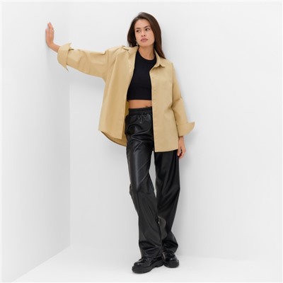 Брюки кожаные женские MIST Base, размер 48, чёрные