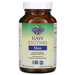 Garden of Life, RAW Enzymes, ферменты для мужчин, 90 вегетарианских капсул