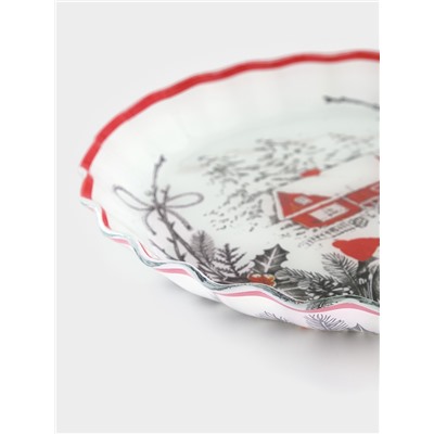 Блюдо новогоднее сервировочное Доляна «С Новым Годом», d=25 см, стекло, белое, красное