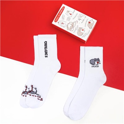 Носки женские новогодние KAFTAN «Киса» размер 36-39 (23-25 см), набор 2 пары