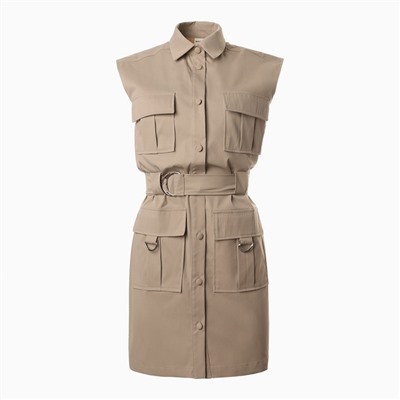 Платье мини женское MINAKU: Safari, бежевое, размер 48