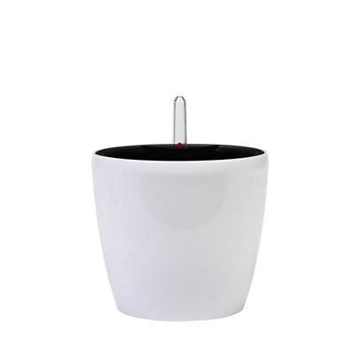 Кашпо для цветов «Анфа», 1.8 л, d=15 см, h=13.5 см, пластиковое, с автополивом, со вставкой, белое