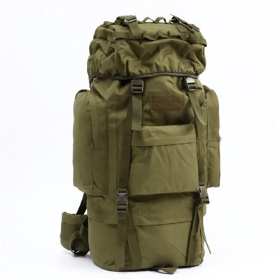 Рюкзак тактический туристический Adventure, 70 л, с карманами, однотонный, оливковый