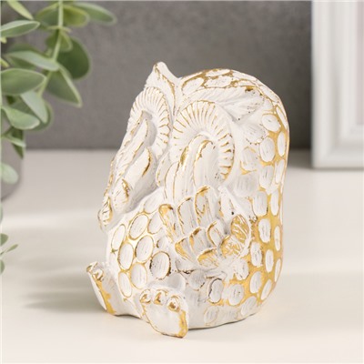 Фигурка полистоун «Совёнок: игра в прятки», белый с золотой патиной, 6.5×7×9 см