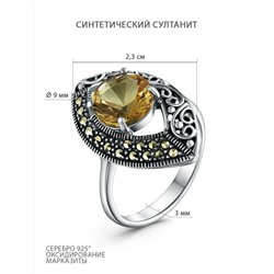 Подвеска из чернёного серебра с султанитом и марказитами 925 пробы GAP2310
