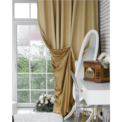 Штора блэкаут портьерная «Этель», 130×300 см, кремовая