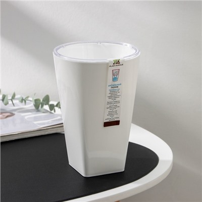 Кашпо для цветов со вставкой Plast-Avenue «Грейс», 1.4 л (800 мл), пластик, белое