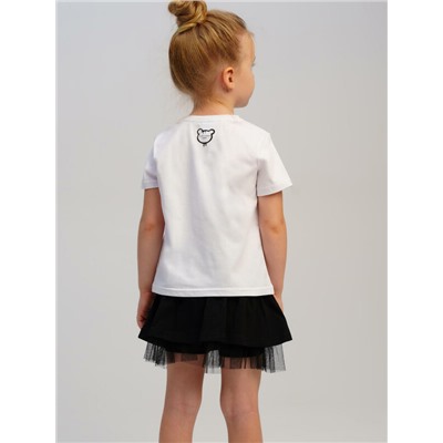 Комплект трикотажный для девочек: фуфайка (футболка), юбка-шорты