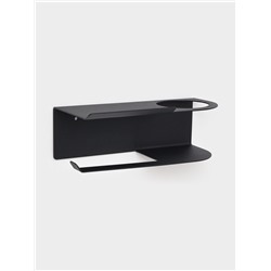 Держатель для туалетной бумаги с полочкой с отверстием для освежителя, чёрный