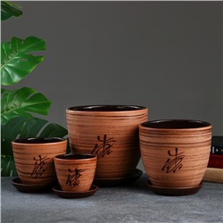 Горшок для цветов «Восток», керамический, набор 4 шт.: 400 мл, 1 л, 2.5 л, 5 л