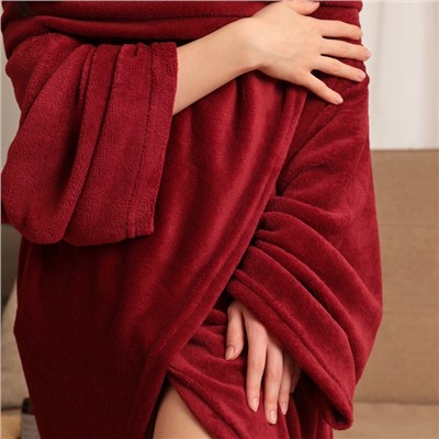 Плед с рукавами «Этель» 150×200 см, корал-флис, 220 г/м², бордовый