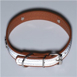 Ошейник со светоотражающей полосой и косточками, 45×2 см, цвет МИКС